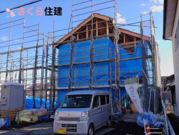 リガーレさくら市氏家11期　1号棟の外観|現在建築中！上松山小学校まで徒歩10分◎多目的に利用可能なフリースペースあり◎