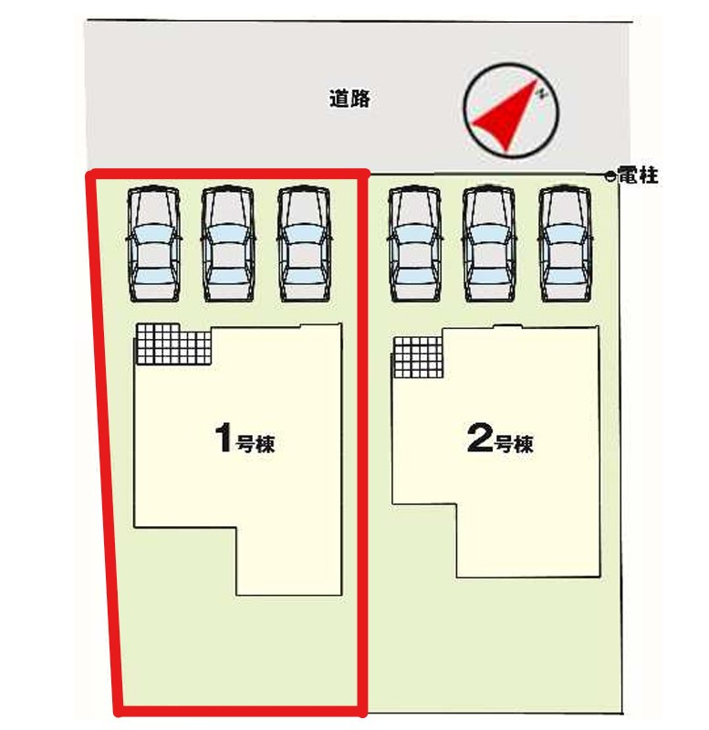 リガーレさくら市氏家11期　1号棟の区画図|1号棟　土地面積：182.53㎡（約55.21坪）
