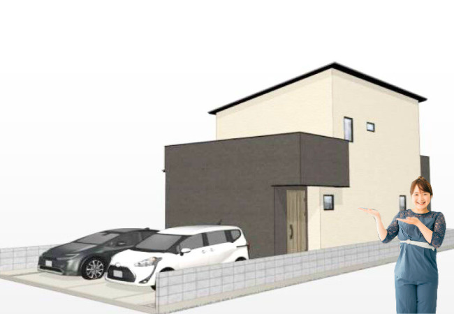 土居田町新築建売住宅2号棟　松山市土居田町の新築戸建の外観パース|外観パースです