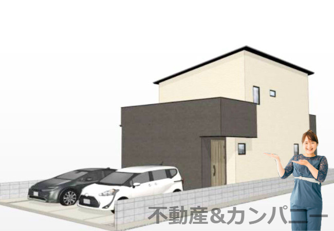 土居田町の新築のおうち　松山市土居田町新築戸建の外観パース|外観パースです