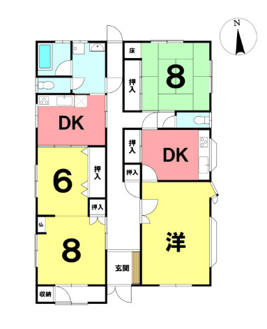 新本町2の間取り|3800万円　土地面積331.37㎡　建物面積119.24㎡　4DK
