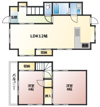 広島市安佐北区口田５丁目の一戸建ての間取り