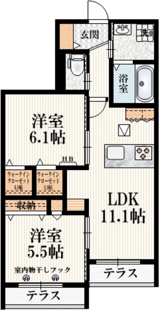 Ａｐｒｉｌｌａ　Ｇｒａｎｄｅの間取り|★収納豊富な南向き２ＬＤＫ★