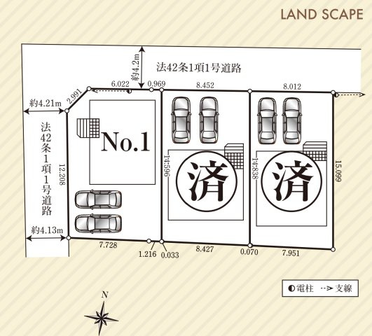 川越市笠幡第44　新築一戸建て　1号棟の区画図|１号棟