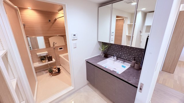 ★仲介手数料無料★グランドメゾン不動前（南東角住戸・吹き抜け・ロングポーチ付き　）の独立洗面台