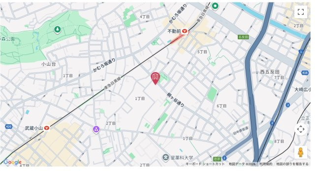 ★仲介手数料無料★グランドメゾン不動前（南東角住戸・吹き抜け・ロングポーチ付き　）の地図