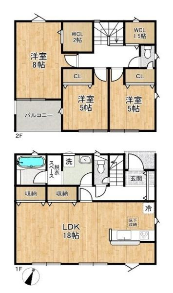 クレイドルガーデン高井田 ２号棟 ／新築一戸建の間取り