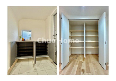 【玄関】 | 葛飾区亀有4丁目新築分譲住宅 | 【玄関】玄関には大型のシューズクローゼット・玄関収納を設置しておりますのでいつでもスッキリりとした空間を保てます。玄関周りを清潔に使うのはとても大事なことですよね。