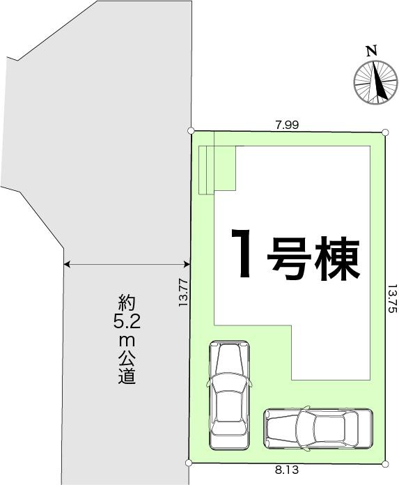 塩屋崎町　新築戸建　1号棟　の区画図|土地面積　110.92㎡　（約33.55坪）