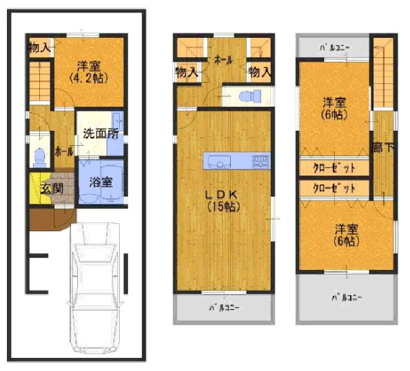 尼崎市栗山町　新築戸建の間取り