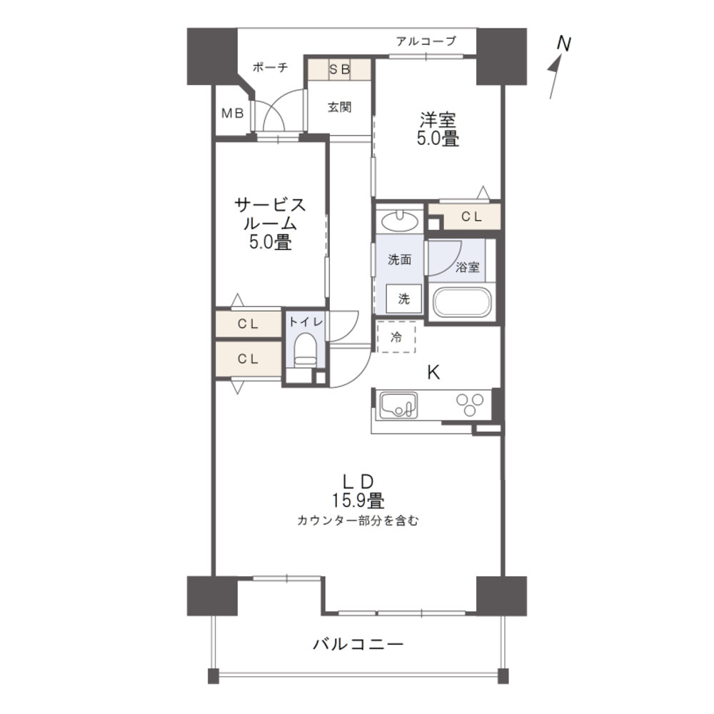 アルファステイツ中庄駅前Ⅲの間取り|1LDK＋S、専有面積64.72㎡、バルコニー面積9.37㎡になります。