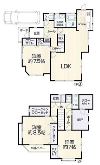 【間取り】 | 宝塚市中山桜台５丁目中古戸建 | ゆったりとした３SLDKの間取りです！駐車スペース１台分有り♪