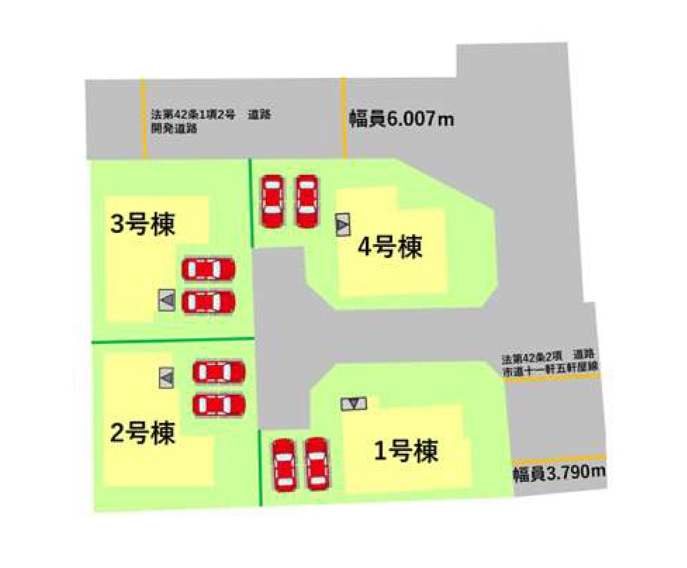 菊池郡菊陽町大字原水第4-4棟（2号棟）　の区画図|配置図（2号棟）