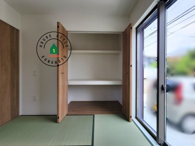 菊池郡菊陽町大字原水第4-4棟（2号棟）　の内観：施工例|和室を上手に活用すると暮らし方の幅が広がります。例えば普段は開け放して、子供の小さいうちはお昼寝や遊びのスペースに。畳はソフトなので転んでもケガをしにくく安心です