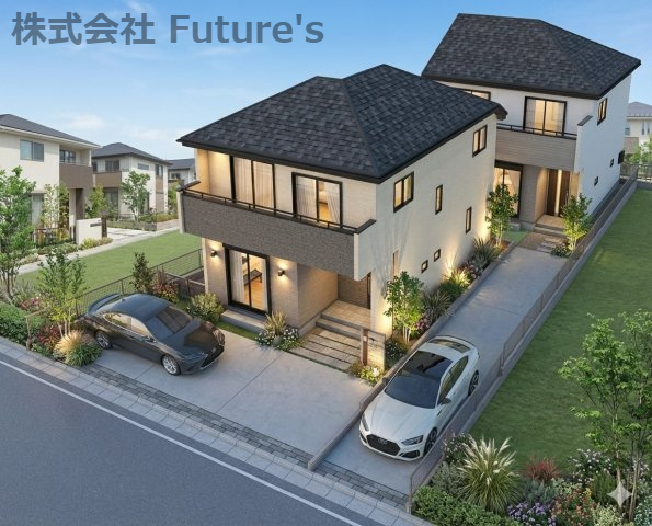三郷市高州3丁目　新築戸建　全2棟　A号棟の外観パース|完成予想図にCGによる画像処理を行っています。実際とは多少異なる場合がございます。