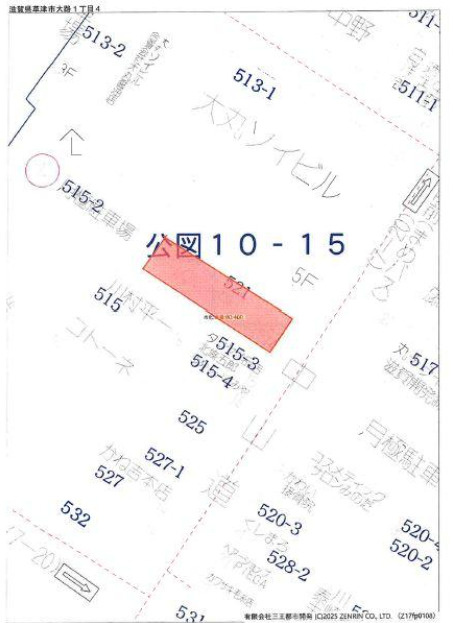 草津市大路１丁目の店舗一部の区画図