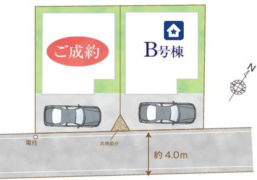 【仲介手数料無料】清瀬市竹丘３期全２棟Ｂ号棟　清瀬市の新築なら西武ハウジングの区画図