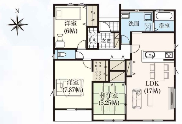 川越市鴨田2期全3棟　新築戸建　グラファーレデザインの間取り