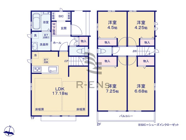 【間取り】 | 練馬区大泉学園町１丁目　新築戸建て　E号棟 | LDKは17帖以上を確保した、ゆとりある空間設計！