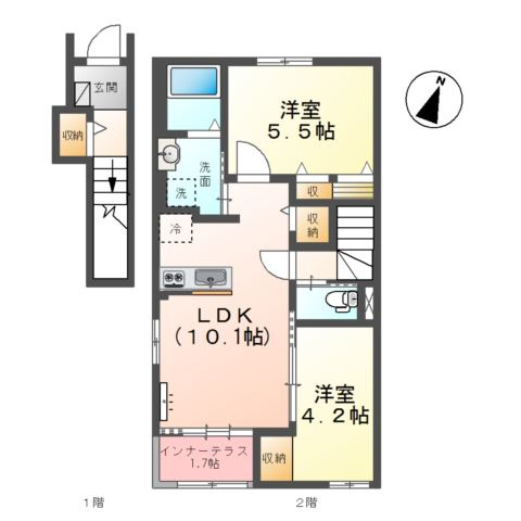 日高市四本木１丁目アパート新築工事の間取り