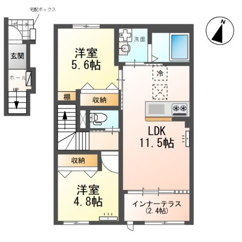 瀬音のいおり（日高市武蔵高萩アパート新築工事）の間取り
