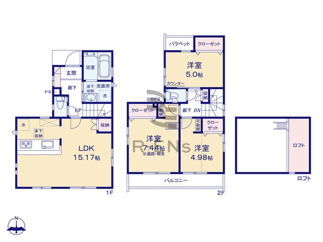 【間取り】 | 練馬区南大泉１丁目　新築戸建て | 季節物の収納や趣味スペースとしても活躍する、便利なロフト