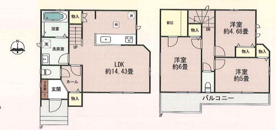 川越市安比奈新田　全1棟　新築戸建　ハートフルタウンの間取り