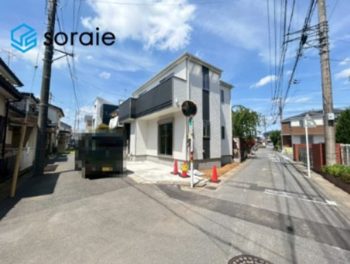川越市安比奈新田　全1棟　新築戸建　ハートフルタウンの前面道路含む現地写真|4/26　撮影
