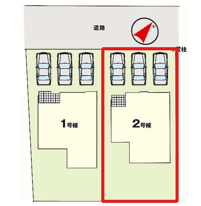 リガーレさくら市氏家11期　2号棟の区画図|２号棟　土地面積：182.52㎡（約55.21坪）