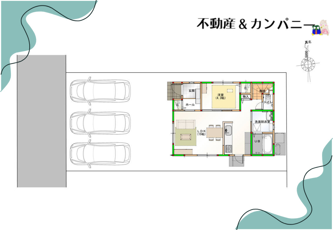 余戸中3丁目の新築のおうち①　松山市余戸中3丁目新築戸建の区画図