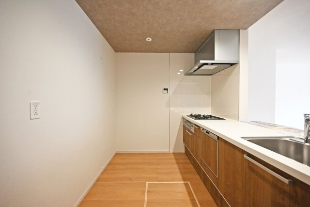 テラシエ大庄中通１丁目新築一戸建て│4LDK+駐車駐輪のキッチン|キッチン後ろのスペースも広く、ご入居後に設置するカップボードの幅も広がります。特にLDKが広い住宅の場合はカップボードなどのメインインテリアを大きくするとバランスが良くなります。