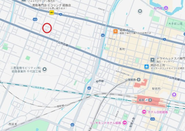 姫路市東雲町5丁目　　JR「姫路駅」徒歩20分の地図