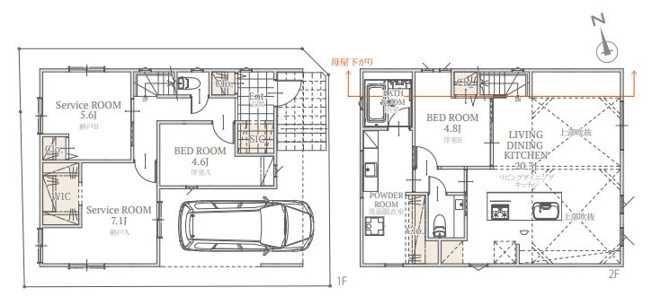 【間取り】 | 板橋区徳丸４丁目　新築戸建て | 2LDK2S・土地87.17ｍ2・建物117.85ｍ2