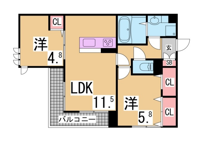 神戸市須磨区高倉町１丁目のアパートの間取り