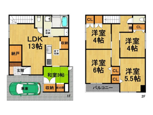 宝塚市山本台三丁目戸建の間取り