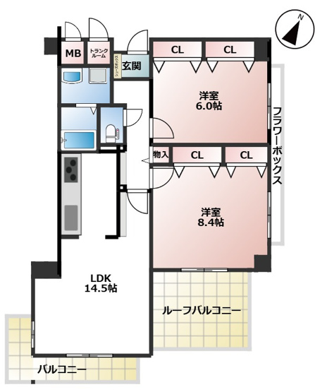【間取り】 | ロワイヤル明石魚住
