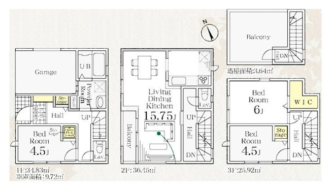 【間取り】 | 板橋区三園２丁目　新築戸建て | 3LDK・土地面積60.59ｍ2・建物面積100.84ｍ2