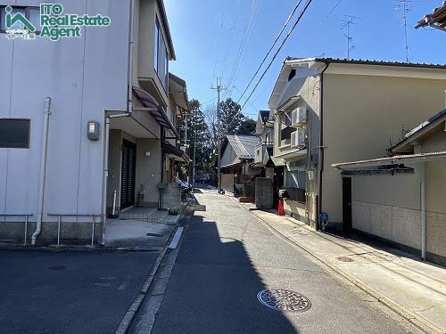 平野鳥居前町 建築条件付 3号地の前面道路含む現地写真
