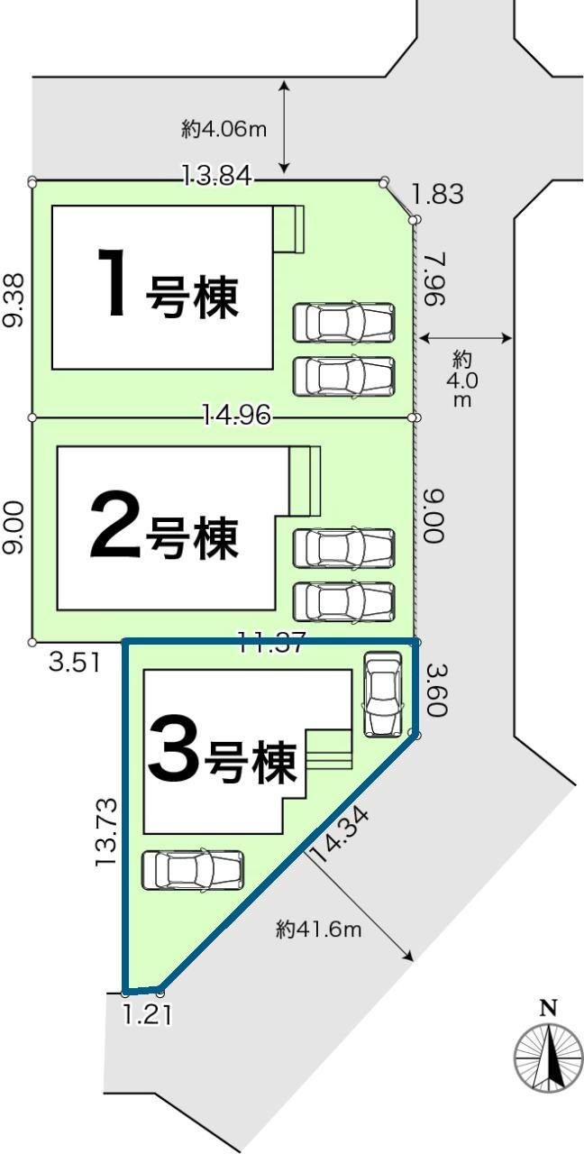 高知市介良乙 -10期3棟3- 新築戸建ての前面道路含む現地写真