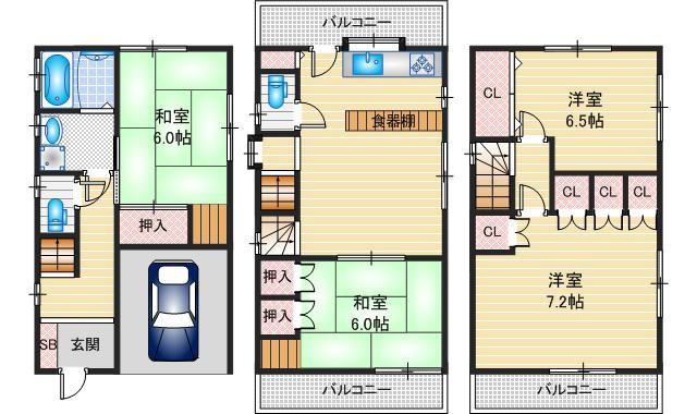 【間取り】 | 茨木市庄1丁目戸建