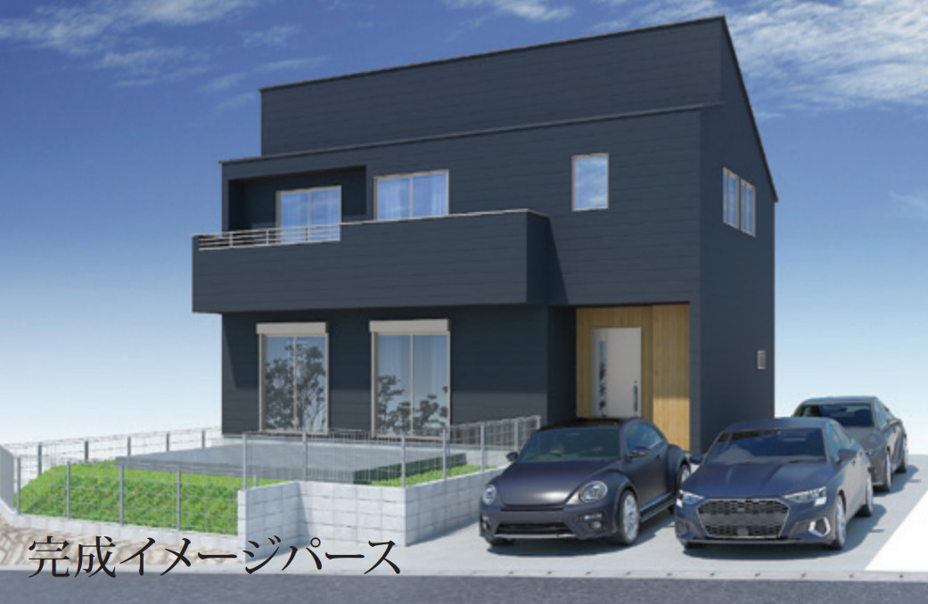 横浜市青葉区大場町 新築戸建て【仲介手数料無料】カースペース3台の外観パース