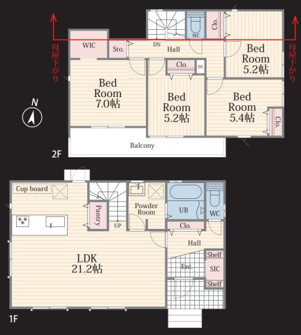 横浜市青葉区大場町 新築戸建て【仲介手数料無料】カースペース3台の間取り