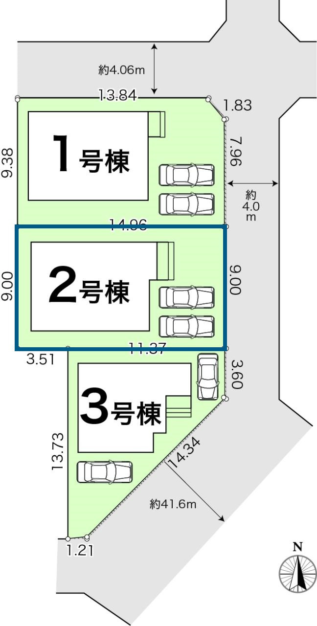 高知市介良乙 -10期3棟2- 新築戸建ての区画図|2号棟