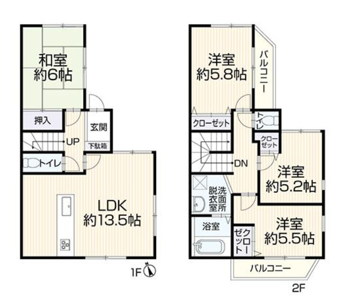 横浜市鶴見区東寺尾東台 中古戸建て【仲介手数料無料】の間取り