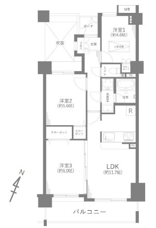 【間取り】 | グランヴェルジェ西台 | 南東向きのお部屋なので、陽当たり・通風良好です！