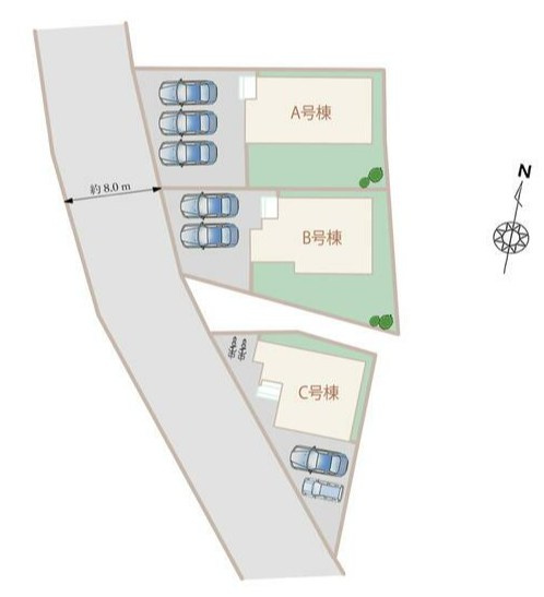 島田市野田　全３棟／の区画図