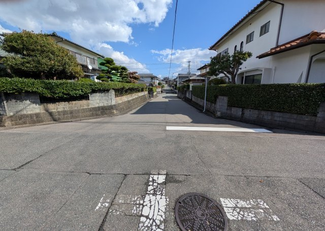 三沢売地の周辺|西側から見た南側道路です。