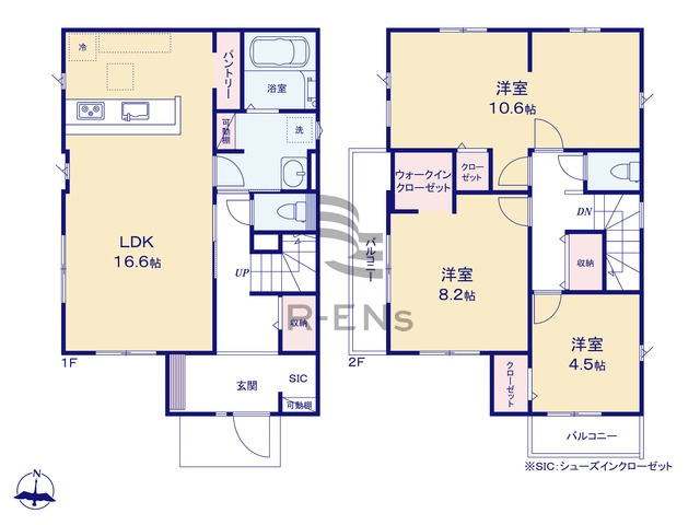 【間取り】 | 練馬区大泉学園町６丁目　新築戸建て | 家族構成等の変化に合わせて将来的に間取り変更が可能な柔軟設計