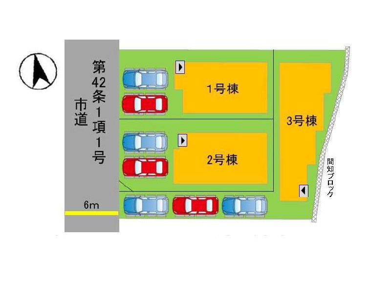 福岡市城南区樋井川6丁目第1-3棟（3号棟）の区画図|配置図