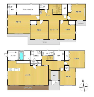 【間取り】 | 笛吹市石和町唐柏 平成27年築 積水ハウス施工 敷地159坪 | 208ｍ2の大型建物　平成27年築　積水ハウスシャーウッド　6SSLDK
